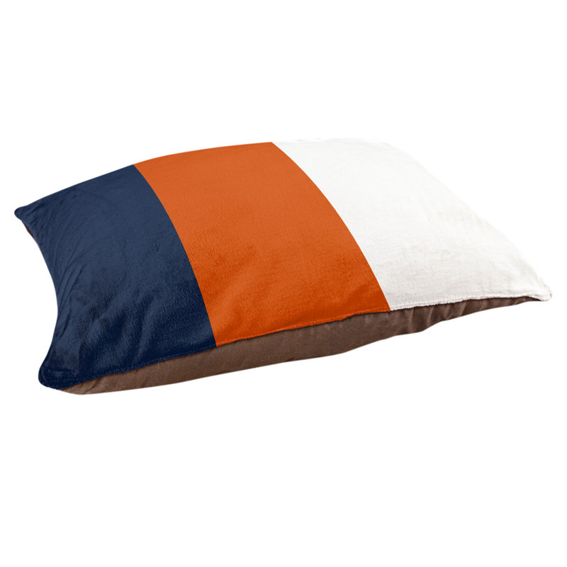 Oreiller Syracuse, Bleu marine / Orange moyen, Grand (l 40 po x P 30 po x H 6,5 po)