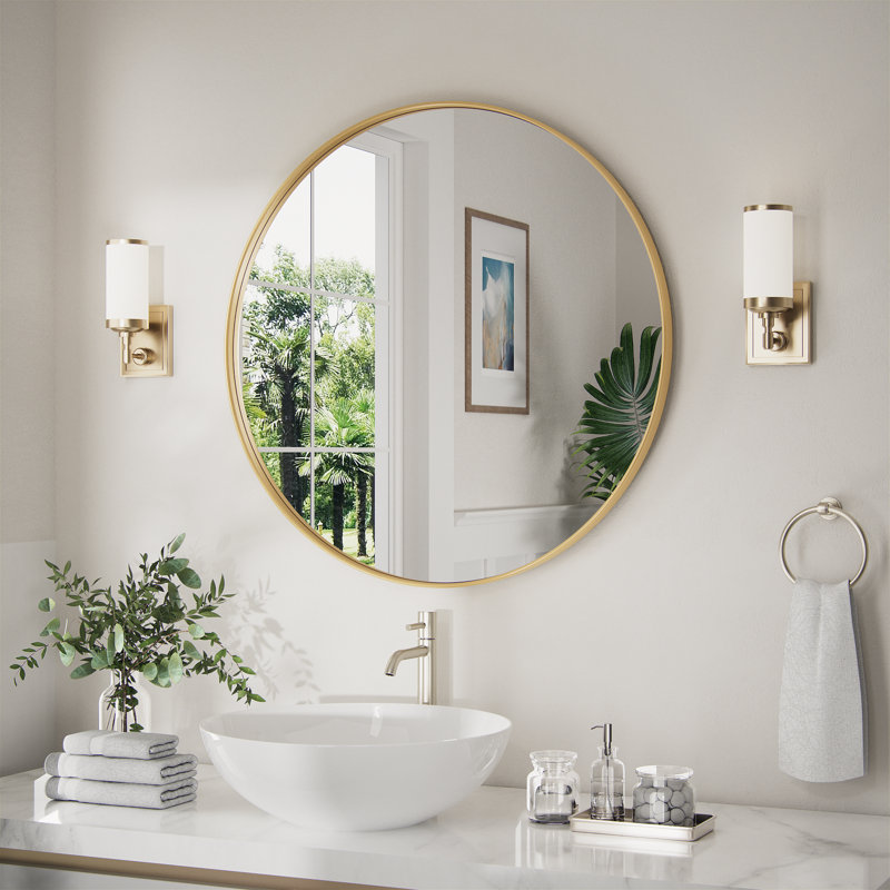 Miroir de salle de bain Alysan, Doré, 30 po x 30 po