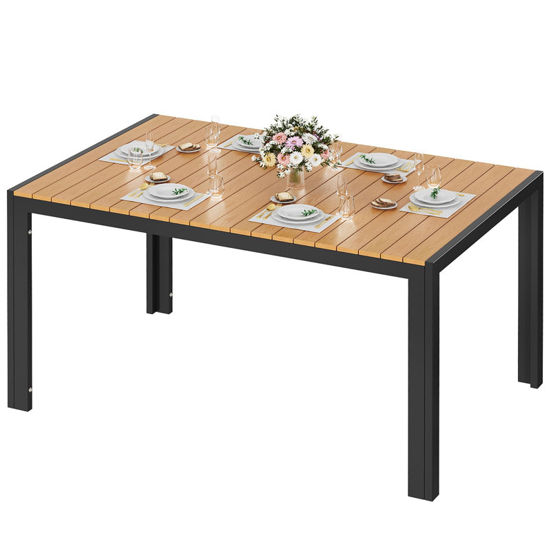 Weatherproof Garden Table, Large, 140 X 90 X 75 Cm, Aluminium Patio Table With Table Top, Rectangular Outdoor Dining Table For 6 People, Sturdy Garden, Patio Or Balcony Table