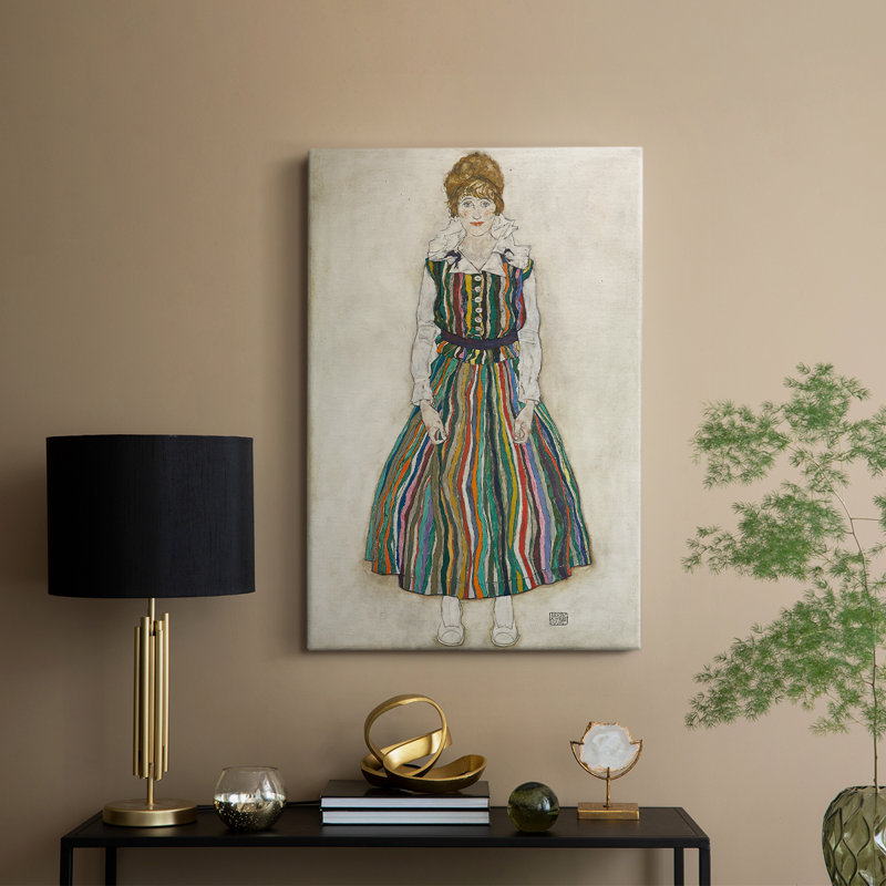 Portrait d'Edith Schiele, la femme de l'artiste - Toile tendue avec châssis par Egon Schiele, 12 x 18