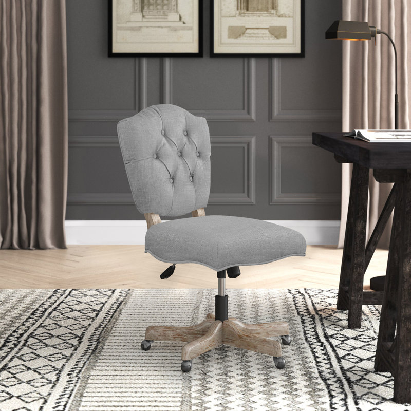 Asfia Adjustable Swivel Tufted Upholstered Task Chair, Gray