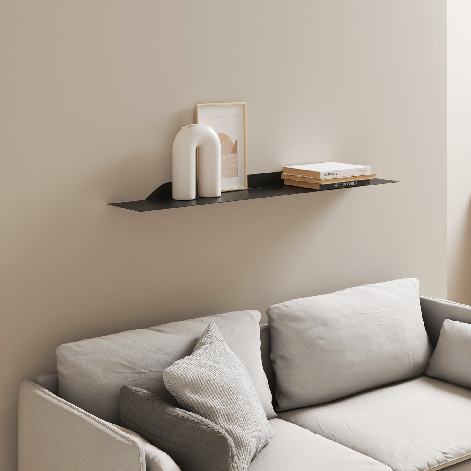 Maja Floating Shelf, Black, 1.75" H x 36" W x 6" D
