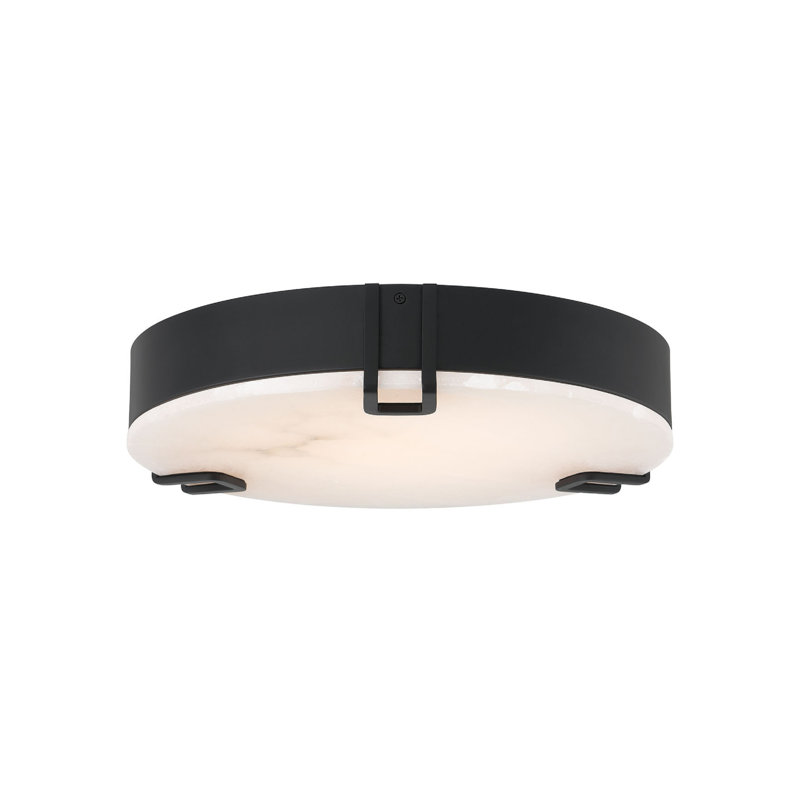 Noga, plafonnier encastré, albâtre, H 2,25 po x l 16 po x P 16 po, Noir mat