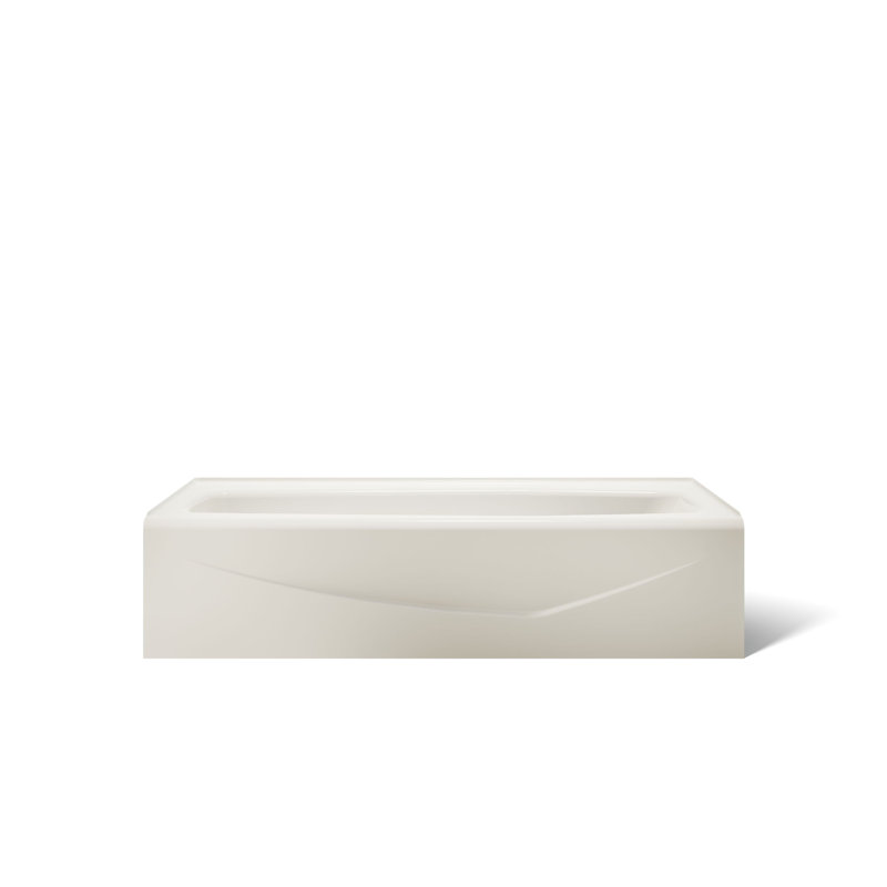 Villager Alcove 60" x 34" Alcove/Tile in Cast Iron Soaking Bathtub, Biscuit, Right