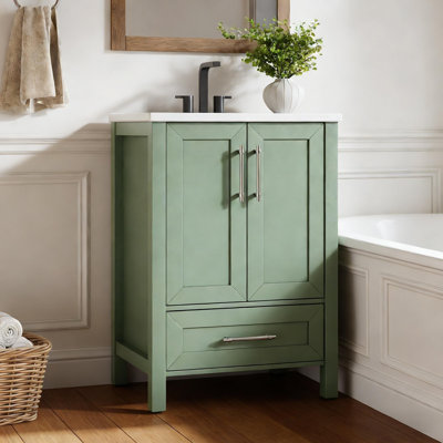 Bathroom Vanity with Ceramic Basin, Cabinet Doors and Drawer for Bathroom and Garden