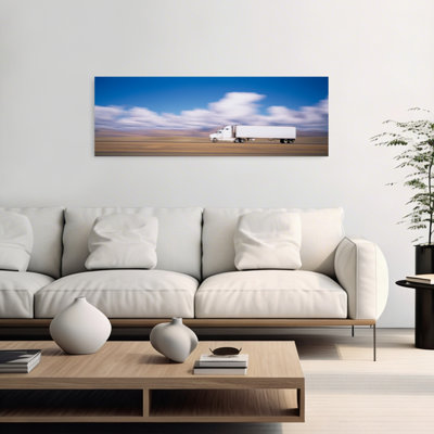 Camion sur la route, Interstate 70, rivière verte, Utah, États-Unis, paysage contemporain abstrait, art mural