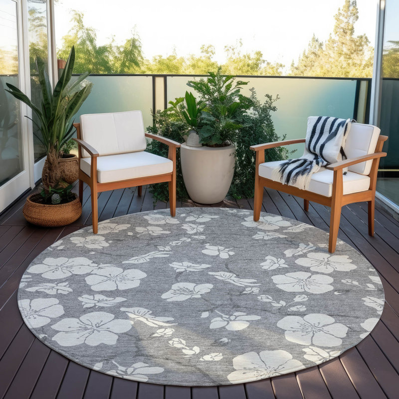  Machine Washable Indoor/Outdoor Chayden ACN1032 Rug, Round 8'