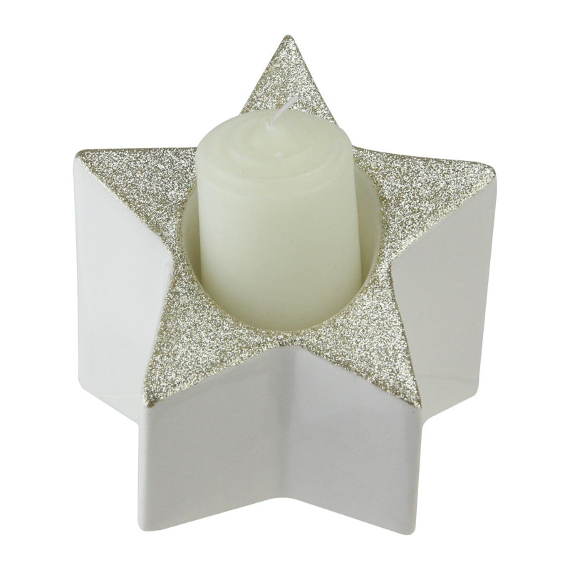 Porte-bougie scintillant, H 4 po x l 4,75 po x P 4,75 po, Vert
