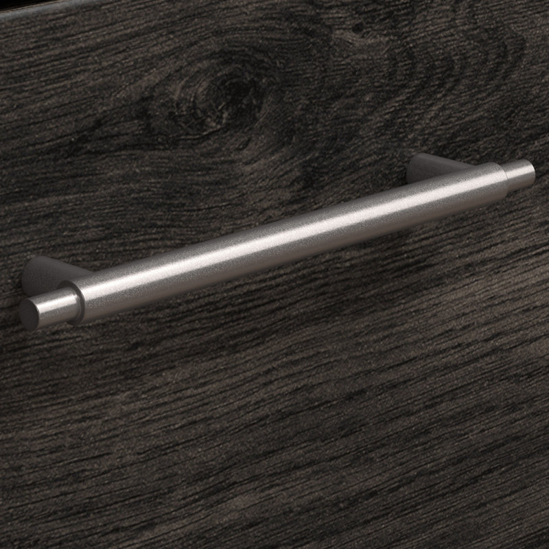 Bureau de direction en L avec classeur à 2 tiroirs Ozro, Hickory gris foncé