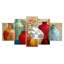 Boho Plants Moroccan Vases - Morocco Pottery, impression sur toile rouge à 5 panneaux
