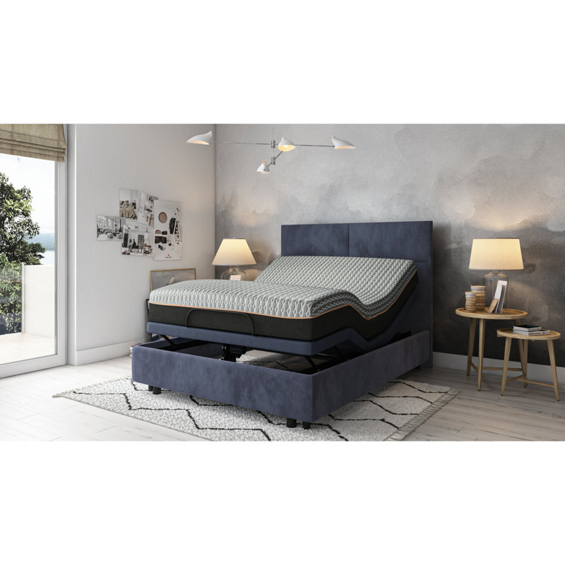 King Adjustable Bed Base Os3: Head/foot Position Adjusting, 3 Vibrating Settings, 850 Lbs Weight Capacity, Blue Size Head & Foot Positioning, Vibration Weight,