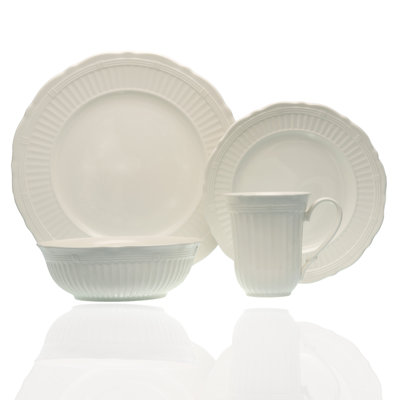 Red Vanilla Tuscan Villa 16 Piece Dinnerware Set, Service For 4 In Cream;ivory;creamy White
