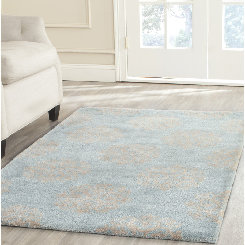 Damask Wool Hand Woven Area Rug, Rectangle 183 x 274 cm