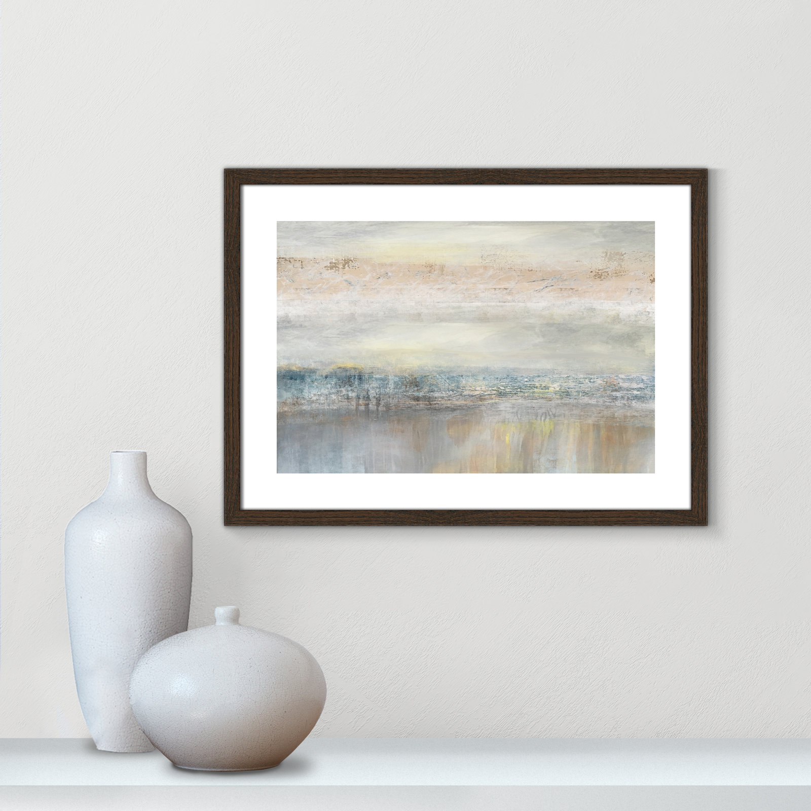 Electra "From A Distance" Painting by Nan, Picture Framed Paper, 17" H x 23" W, Gold