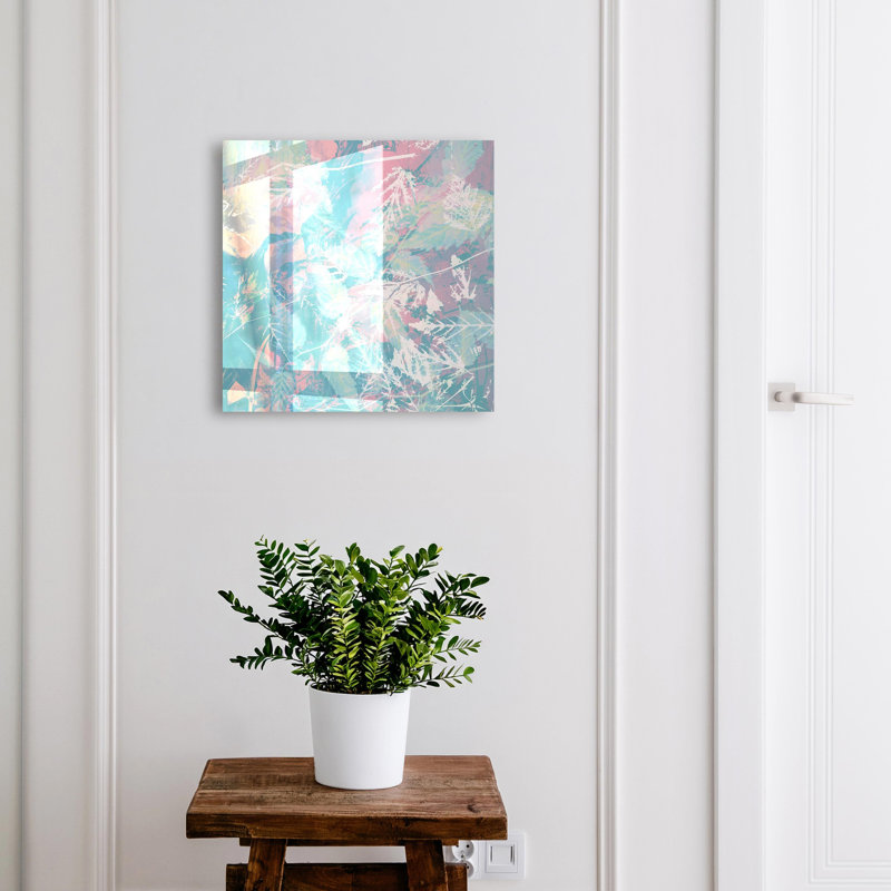 Key box for home, Opens to the right, 30x30x5, Black, Pastel leaves on a delicate background, 