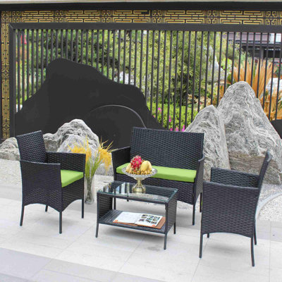 Ensemble de meubles de patio en rotin pour 4 pièces