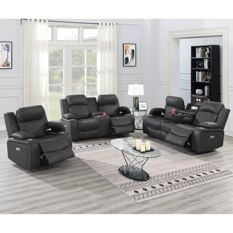 Power Motion de style contemporain avec bras de rangement et porte-gobelet en gel anthracite réglable, 2, Charcoal
