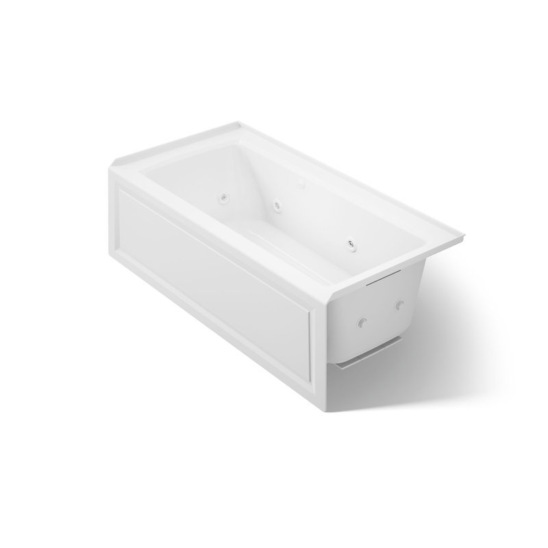 Archer 60" x 30" Alcove/Tile in Whirlpool Acrylic Bathtub, White, Right
