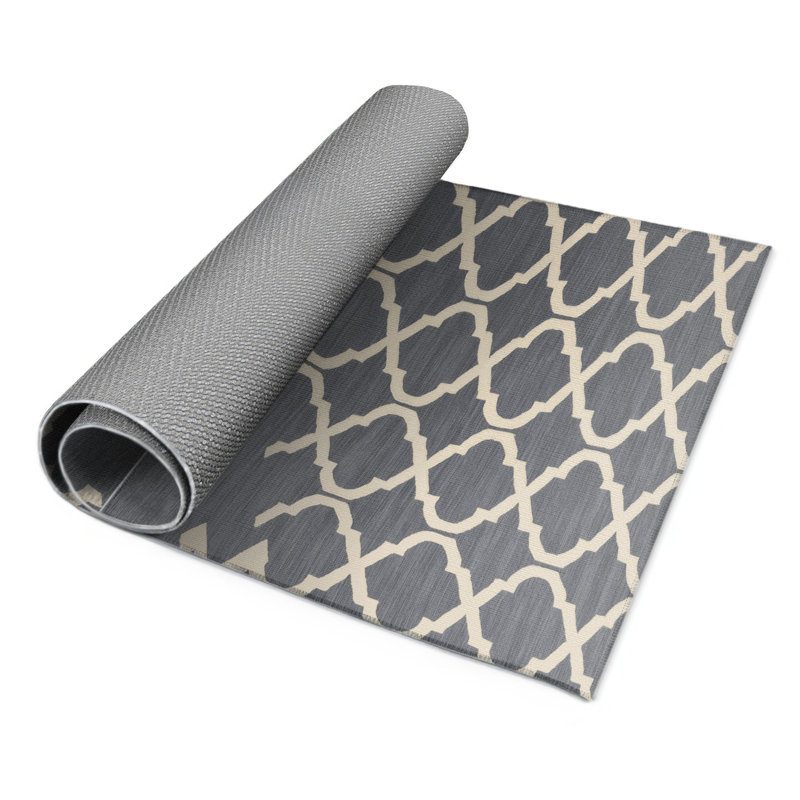 Tapis gris intérieur et extérieur Trellis, Rectangle 5 pi x 7 pi