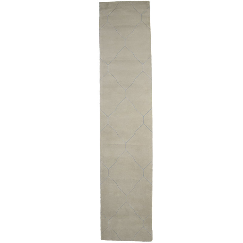 Tapis de couloir beige en laine touffeté à la main