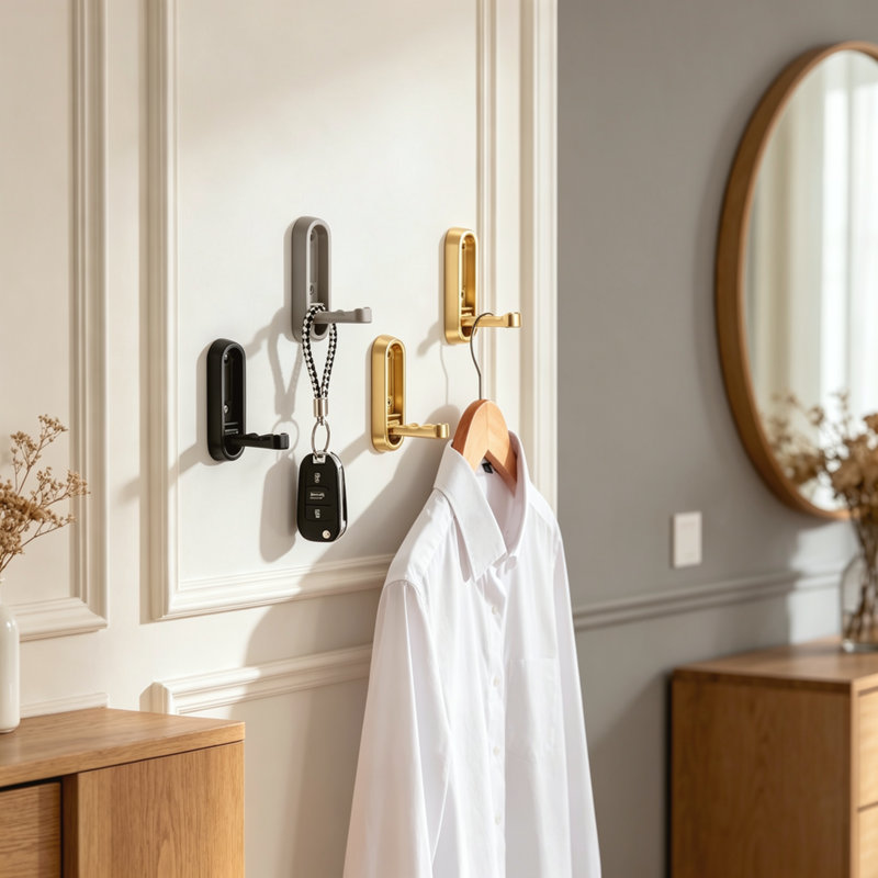 Foldable Wall Hooks 4 Pack Heavy Duty Zinc Alloy Flip Down Coat Hook 90 Degree Hidden Folding Wall Mounted Hook with Screws Anchors for Entryway Bedroom Closet Mudroom Hanging Hat Towel Bag Key