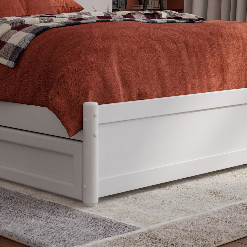 Lamariah Solid Wood Platform Bed with Matching Trundle, White, Full