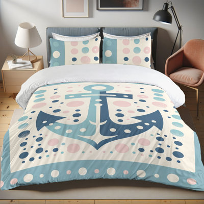 Ambesonne Anchor Duvet Cover Set Nautical Hook Illustration CalPale Blue Eggshell -  ynev_sd1236_queen