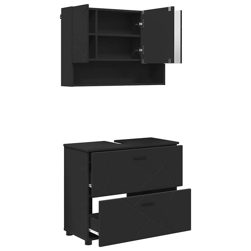 Bathroom Storage Furniture Set, Black