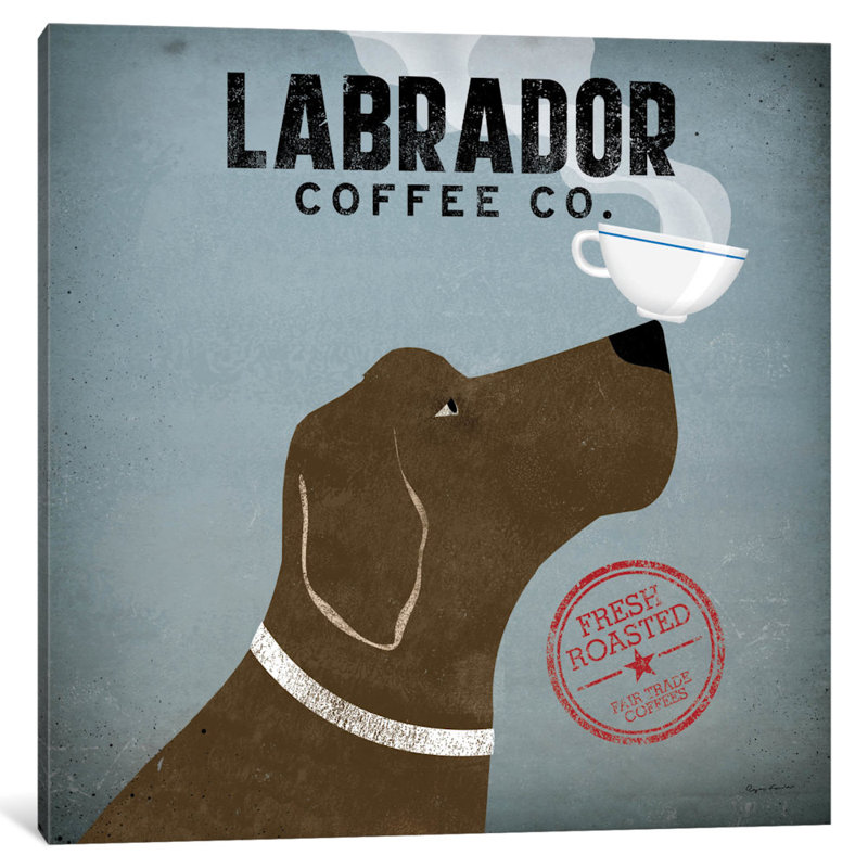 «Labrador Coffee Co.» par Ryan Fowler, affiche vintage sur toile tendue, H 26 po x l 26 po x P 1,5 po