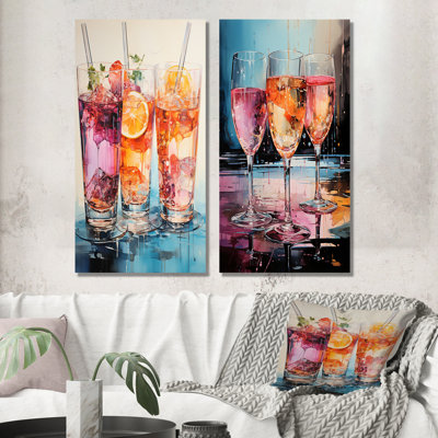 Flûtes à cocktail contemporaines - ensemble de 3 impressions murales en verre
