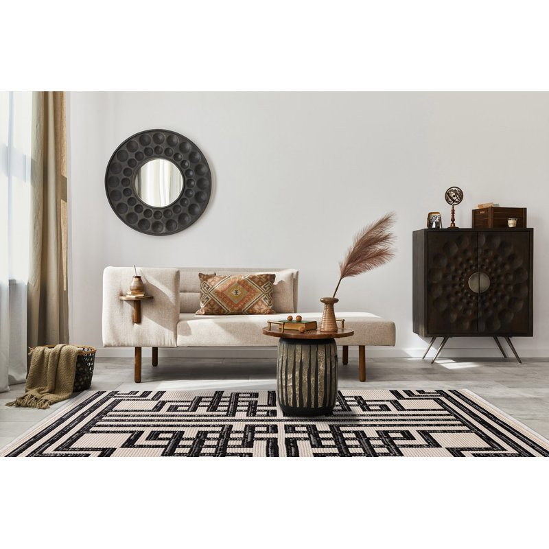 Tapis rectangulaire contemporain à motif géométrique texturé haut / bas 9 pi 2 po x 12 pi 4 po