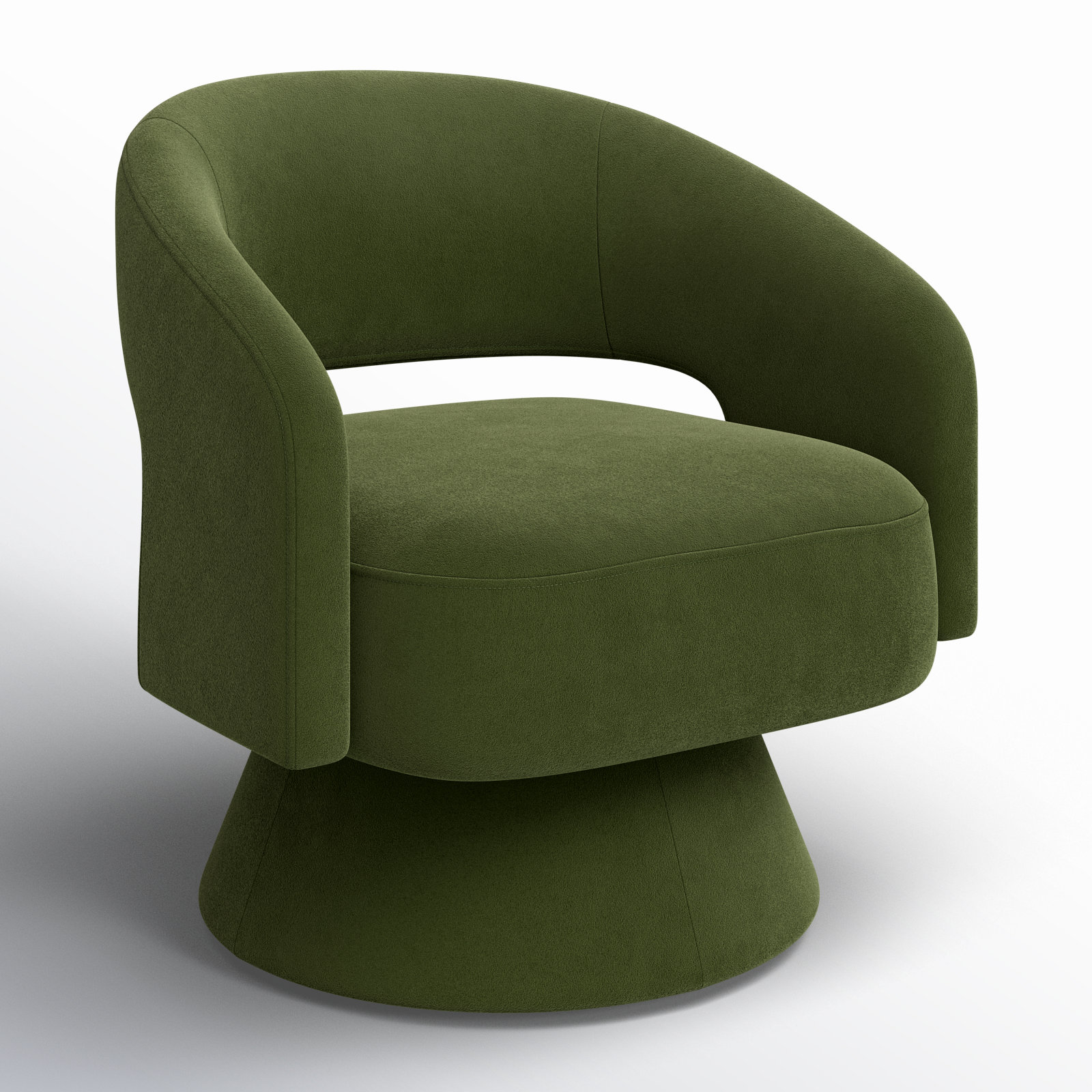 Wade Logan® Bhupendra Swivel Barrel Chair, Green Velvet