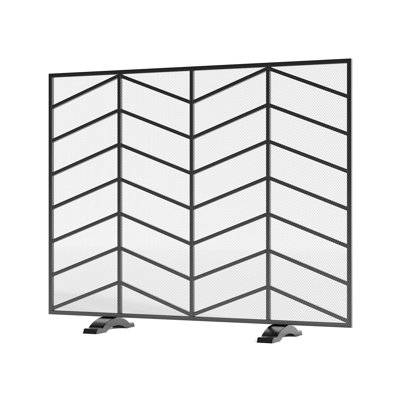 Pare-étincelles à chevron en fer forgé à simple panneau, pare-étincelles pour salon, décor de chambre à coucher (noir)