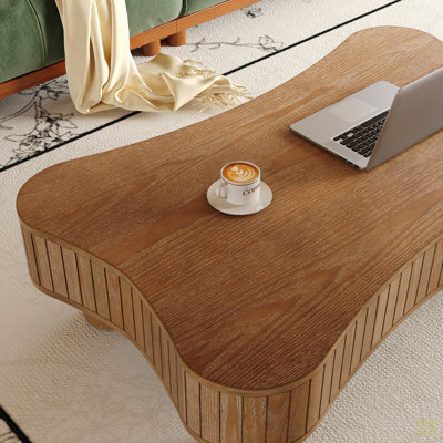 Table basse à plateau relevable pour salon 42 po - Rangement caché à panneau cannelé, relevage hydraulique silencieux, coins de sécurité courbés, assemblage en 5 minutes (l 27 po x H 13 à 18,9 po)