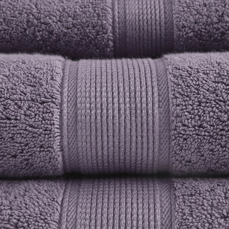 Gracie Mills Eulalia 800 GSM Cotton 8-Piece Antimicrobial Towel Set, Dark Purple