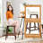 Upholstered Barstools w/ Low Back Footrest & Wood Legs for Kitchen Island-681015192-681015199-681015196