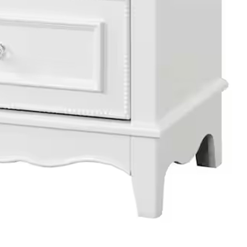 Table de chevet Calpan, 2 tiroirs, structure moderne en bois massif blanc, 27 pouces