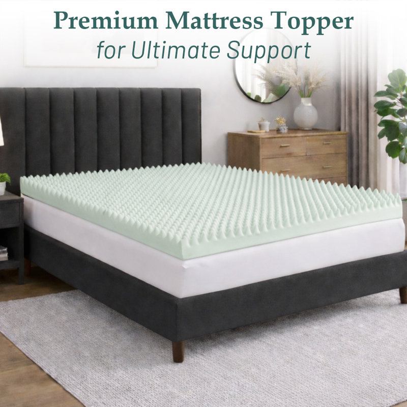 Convoluted Egg Shell Design Mattress Topper, High-Density Supporting Bed Pads, 1", Queen