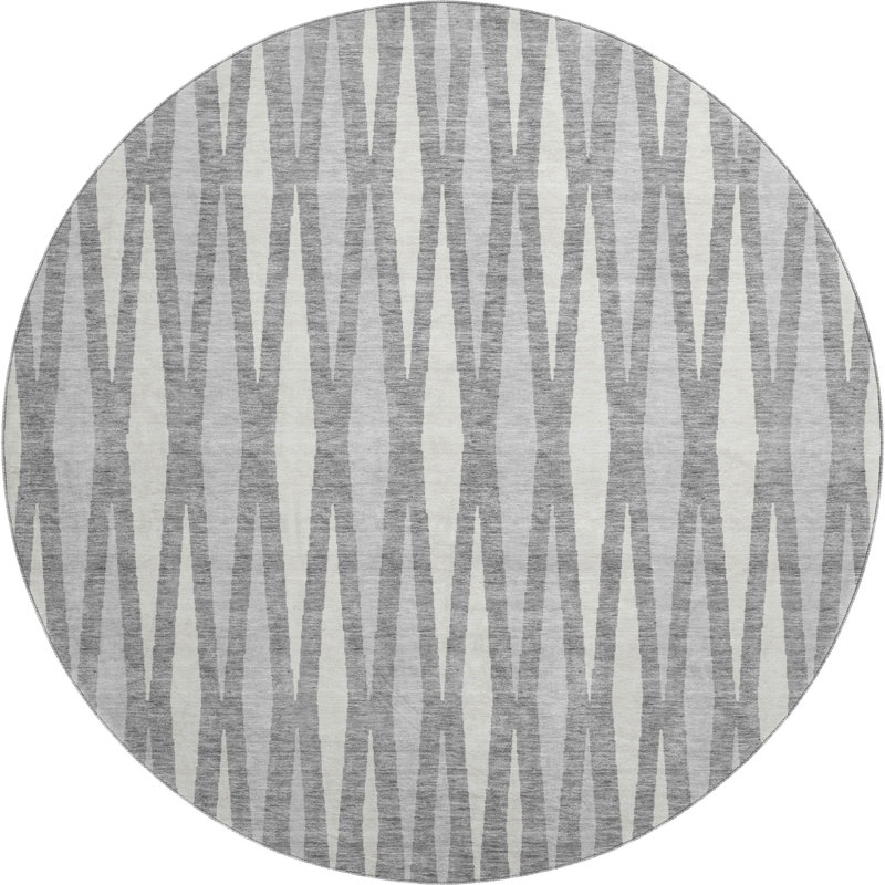 Premium Machine Washable Prisco Gray Rug, Round 8'