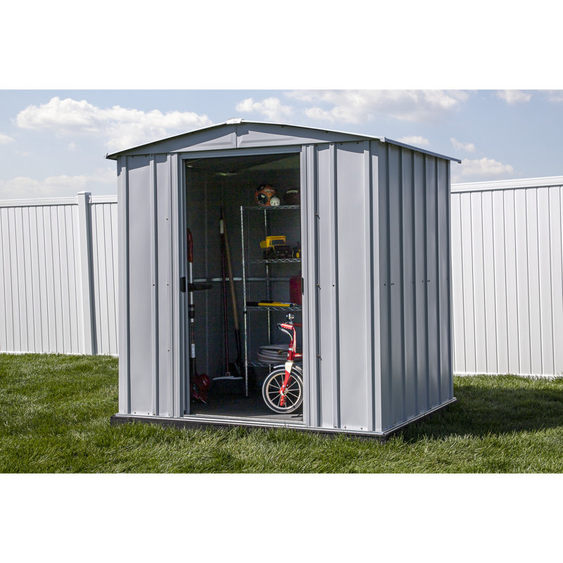 Arrow Classic 6x5 Flute Grey Steel Storage Shed with Sliding Doors