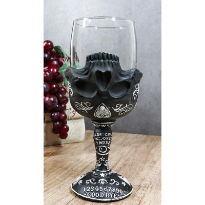 Verre à vin Wicca gothique Alchimie Ouija avec crâne inversé