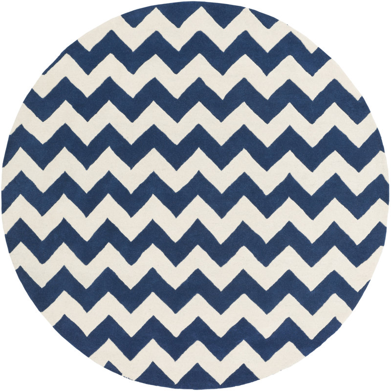 Ayler Wool Chevron Indoor Rug, Round 8'