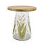 Table d'appoint en verre peint à la main avec plateau en bois durable