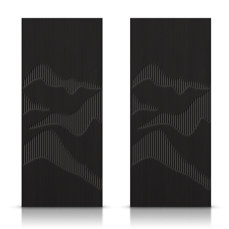 Portes de placard à panneaux et en bois, Noir, 60 po x 84 po