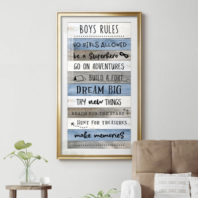 «Boy Rules» - Reproduction d'art textuel avec cadre photo
