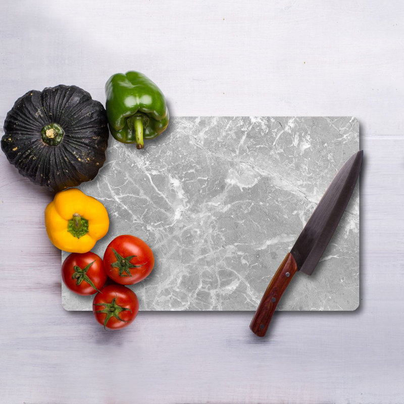 Flourish Premium Tempered Glass Cutting Board, 9.8 x 13.8 inches | 100% Antibacterial, Easy Clean, Non-Slip Silicone Feet | Durable Kitchen Essential for Safe Food Preparation, Stylish and Functional Design