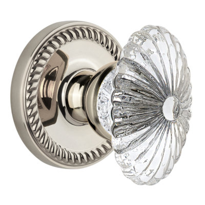 Rosace double avec bouton de porte en cristal bourgogne Grandeur Newport