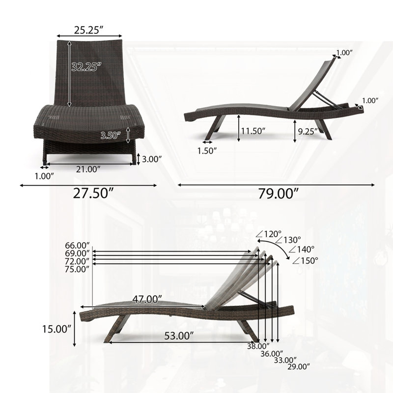 PE WICKER CHAISE LOUNGE