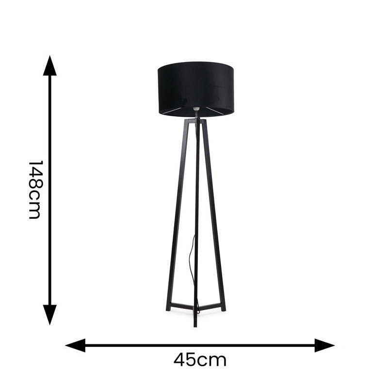 Rhavyn 148cm Traditional Floor Lamp, Matte Black, Black
