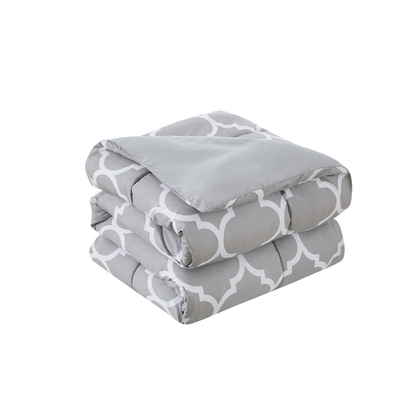Kathy Ireland 6 Piece Oversized Trellis Comforter Set, King Comforter + 2 King Shams, Silver